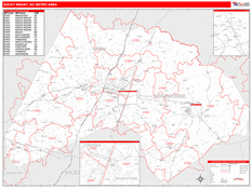 Rocky Mount Metro Area Digital Map Red Line Style